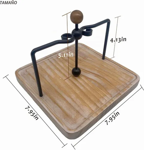 Vista 3 de Servilletero de madera rústica para mesa, decoración de mesa de cocina de granja, servilletero plano con brazo y asa con peso para el hogar, cocina