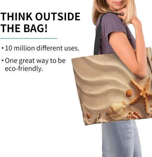 Vista 4 de Bolsa de mano de verano para playa, con estrellas de mar, grande, casual, para mujer, bolsas de hombro reutilizables para el trabajo, compras