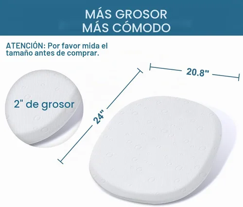 Vista 2 de Colchón de moisés para bebé, 24" x 20.8" x 2" colchón de espuma viscoelástica de gel de doble cara con funda suave transpirable extraíble que se