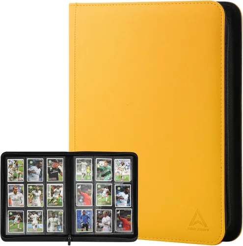 Vista 7 de Arkeiliy Carpeta de tarjetas con 9 bolsillos, bolsillos de doble cara con 30 fundas, soporte para tarjetas coleccionables con cremallera de alta