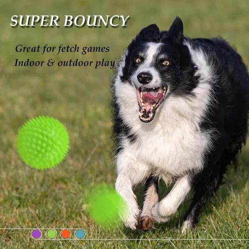 Vista 6 de Pelotas chirriantes para perros de 4.5 pulgadas, juguetes para perros medianos y grandes, para masticadores agresivos, bola puntiaguda, juguetes