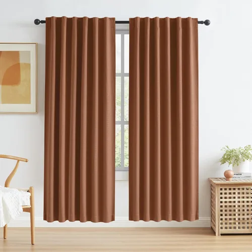 Vista 56 de KEQIAOSUOCAI - Cortinas opacas naturales de 108 pulgadas de largo, cortinas modernas con pestaña trasera, paneles plisados para sistema de cortina