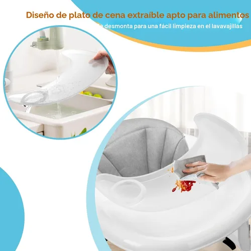 Vista 7 de Andador para bebés con ruedas, plegado de un solo toque, ajuste de altura Gris