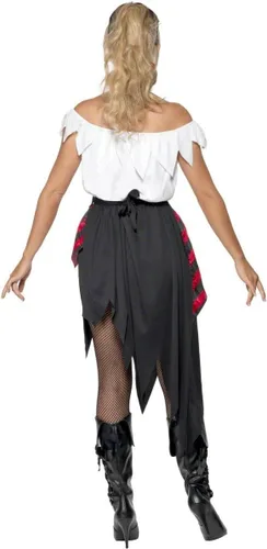 Vista 2 de Disfraz de pirata de Smiffy's para mujer, NegroRojoBlanco