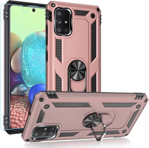 Vista 10 de Funda para Samsung A71 5G, Galaxy A71 5G, funda PUSHIMEI de grado militar resistente con protector de pantalla HD, anillo magnético con soporte