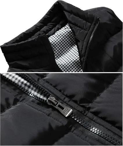 Vista 3 de Guanzizai Abrigos de chaleco acolchados para exteriores con cuello alto para hombre