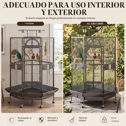 Vista 6 de Menkxi Jaula para pájaros de esquina extra grande de 64 pulgadas