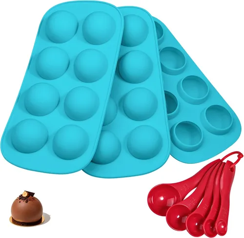 Vista 9 de Webake Sphere Ball - Moldes de silicona de platino, paquete de 3 moldes redondos para hornear de 8 cavidades para Halloween, globos oculares