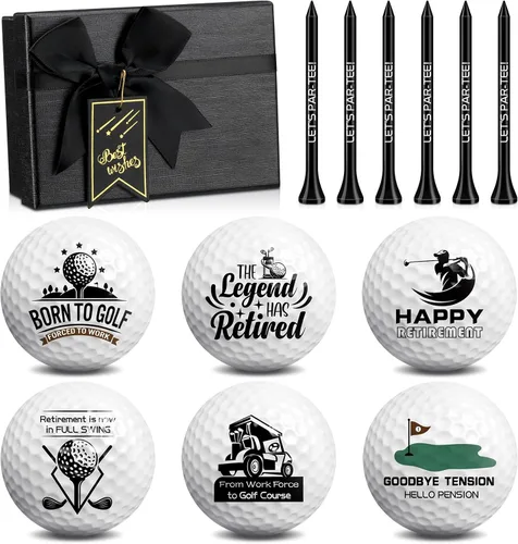 Vista 9 de Arrowbash Pelotas de golf de jubilación con camisetas y caja de regalo, regalos divertidos de jubilación para papá, compañeros de trabajo, golfistas