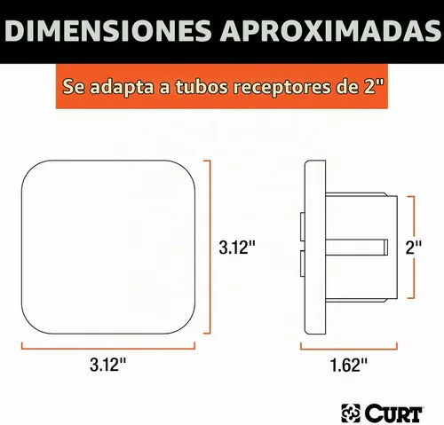 Vista 2 de Cubierta de enganche de remolque de goma CURT 22272, se adapta a receptor de 2 pulgadas
