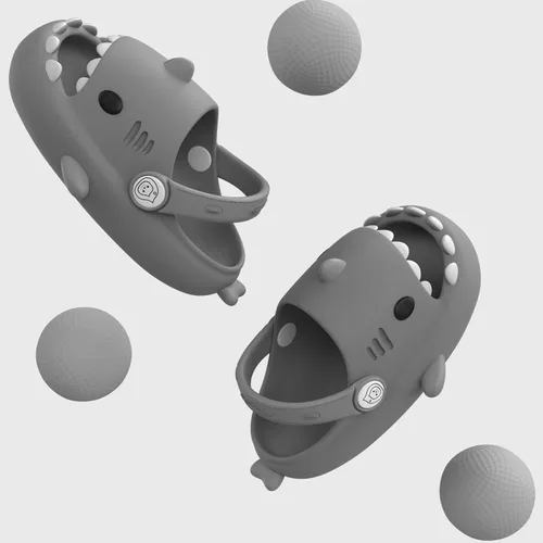 Vista 3 de Metogo Cloud Shark - Pantuflas antideslizantes con punta abierta para adultos, mujeres y hombres, lindas sandalias ligeras en la playa y ducha