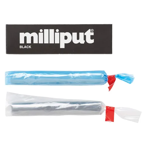Vista 3 de Milliput Masilla autoendurecible mediana fina de 2 partes, negro, MPP-5, paquete de 4 onzas