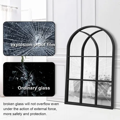 Vista 7 de Dewfig Espejo de Pared con Ventana Arqueada, 30"x20" Espejos de Panel de Ventana, Espejos de Tocador para Baño, Dormitorio, Entrada, Sala de Estar