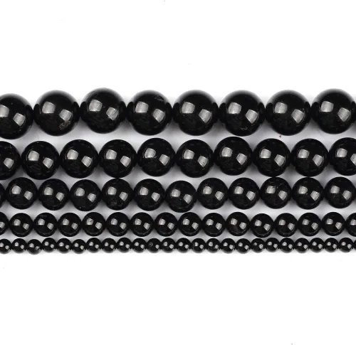 Vista 2 de Cuentas de turmalina negra genuina para pulseras, cuentas de piedras preciosas naturales y potentes para la fabricación de joyas