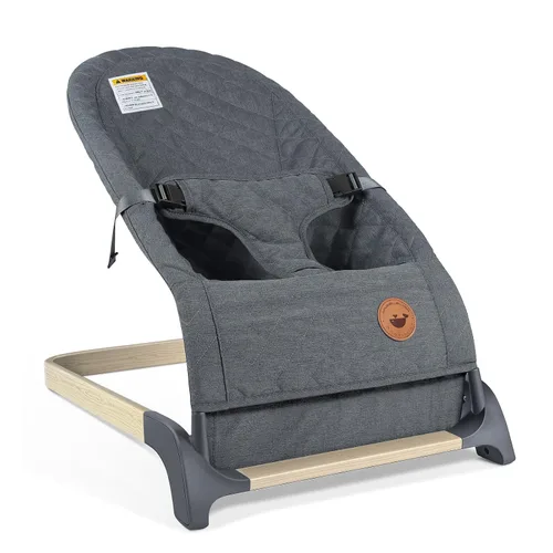 Vista 8 de ANGELBLISS Bouncer para bebés, asiento inflable portátil para bebés, asiento hinchable con tela de algodón, vibraciones naturales (antracita)