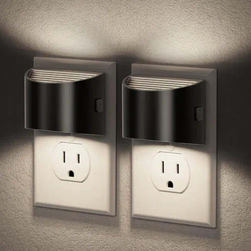 Vista 9 de JandCase Luz nocturna, luces nocturnas automáticas enchufables a la pared, paquete de 2 luces nocturnas modernas con sensor de luz automática, luz