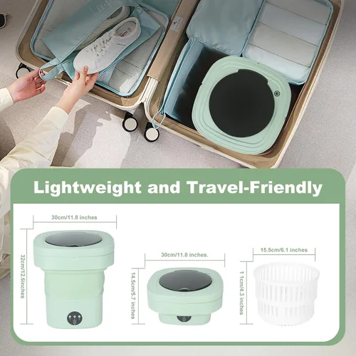 Vista 5 de Mini lavadora portátil, lavadora plegable de 9 litros con 3 modos, ideal para ropa de bebé, ropa interior, calcetines, diseño de ahorro de espacio