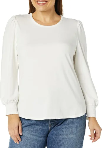 Vista 4 de Tienda Essentials - Camiseta de manga larga con cuello redondo y puños fruncidos para mujer