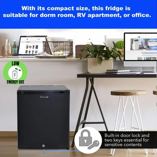 Vista 7 de Smad Mini Refrigerador con Cerradura de 1.0 pies cúbicos, Refrigerador para RV de 12V, 12V / 110V Súper Silencioso Refrigerador de 12V con Puerta