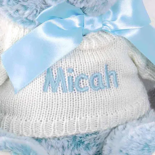 Vista 3 de DIBSIES Regalo personalizado para bebé, el primer oso de peluche del bebé, 12 pulgadas (azul)