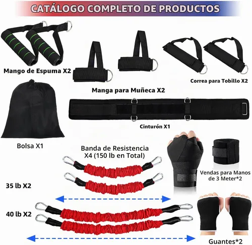 Vista 2 de Conjunto de bandas de resistencia para boxeo YORWHIN para equipo de entrenamiento de MMA y artes marciales, bandas de ejercicio de 150 libras