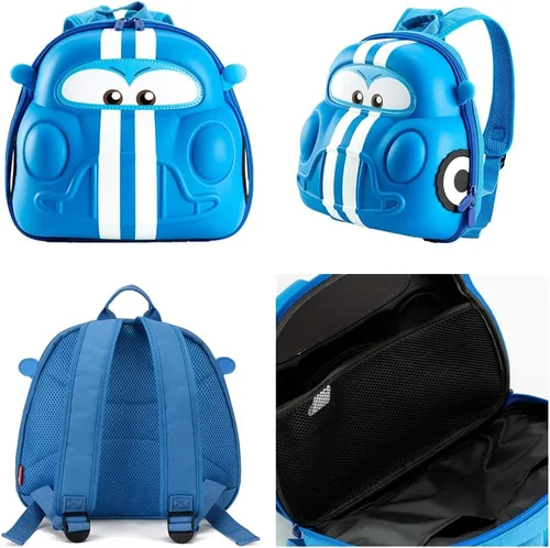 Vista 3 de Mochila para niños pequeños de coche,Bolsas para niños preescolares,Mochila de dibujos animados 3D para niños, Azul, Mochila Daypack