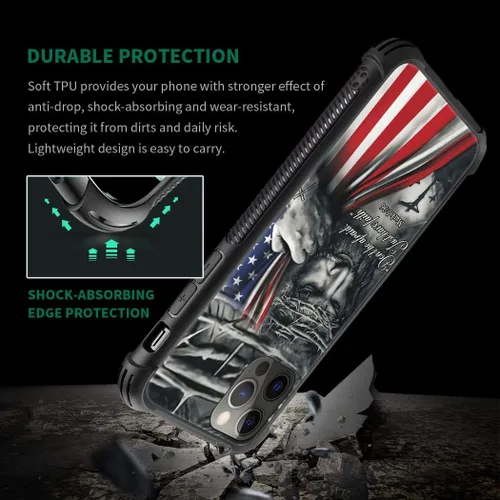 Vista 2 de DAIZAG Funda compatible con iPhone 12 Pro Max, funda suave a prueba de golpes para niños y hombres, funda de regalo, bandera estadounidense