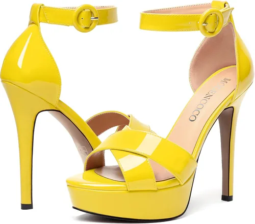 Vista 69 de MODENCOCO Sandalias de boda con correa de tobillo sexy para mujer, con plataforma y puntera abierta, tacón de aguja y tacón alto, zapatos de vestir