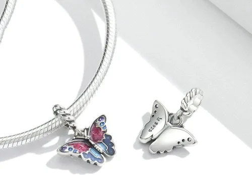 Vista 3 de Abalorio de perro de plata de ley 925 con diseño de dinosaurio y araña, dije de gato con forma de delfín, ratón para pulsera Pandora