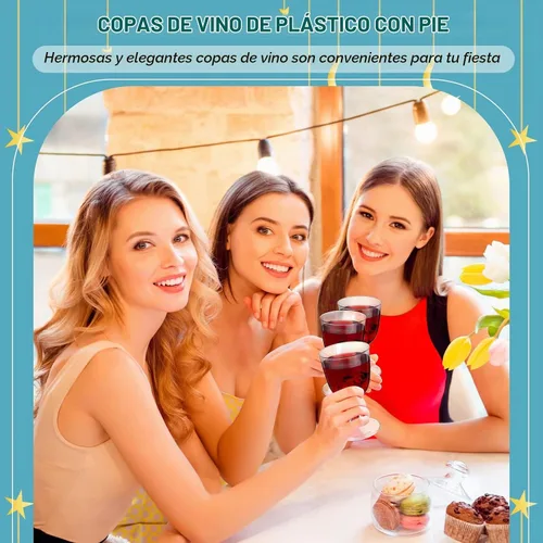 Vista 6 de Didaey 48 copas de vino desechables de plástico de 6 onzas con tallo