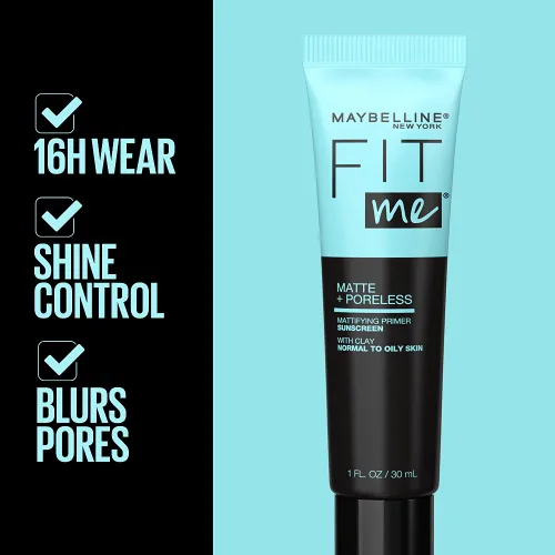 Vista 3 de Maybelline Fit Me Matte + Poreless Primer Facial Matificante de Maquillaje con Protector Solar, Amplio Espectro SPF 20, 16HR de Duración, Control