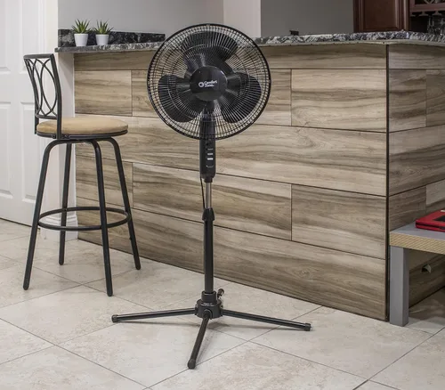 Vista 7 de Comfort Zone CZST161BTEBK Ventilador de pie oscilante de 16 pulgadas, opciones de 3 velocidades, cabezal oscilante de 90 grados, altura y Negro