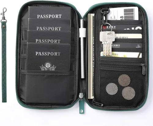 Vista 25 de VanFn Cartera RFID para pasaporte de viaje, soporte para pasaporte familiar, organizador de documentos de viaje serie P.Travel (nailon, gris)