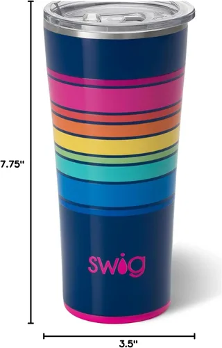Vista 7 de Swig Life Vaso aislado de 22 onzas, vaso de café de viaje con tapa, apto para portavasos, taza de café de viaje, acero inoxidable (tobogán eléctrico)