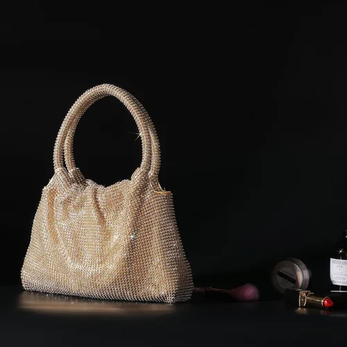 Vista 7 de Bolso de mano con diamantes de imitación para mujer, bolso de noche con diamantes brillantes, mini bolso de mano con purpurina para fiesta de noche