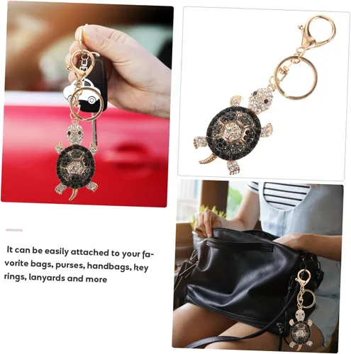Vista 2 de CALLARON 2pcs Diamond Turtle Pendant Turtle Charm Key Hanging Prop Animal Keychain Pendant Rhinestone Key Chains