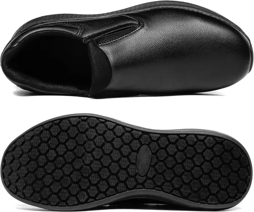 Vista 2 de Zapatos de trabajo antideslizantes para hombre, zapatos de servicio de alimentos, zapatos de chef profesionales resistentes al aceite al agua