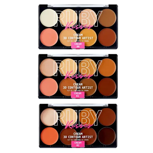 Vista 10 de Ruby Kisses Acabado Impecable con Paleta de Maquillaje de Contorno en Crema 3D – Ligera, Multi-Paleta, Base de Contorno, Crema, Esculpe y Destaca