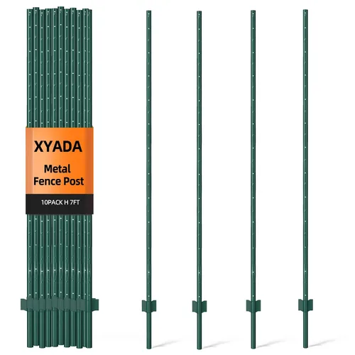 Vista 18 de XYADA Postes de Valla de Servicio Pesado de Metal, Poste en U para Cercado en Jardín, Patio y Alambre Exterior (4 PIES - Paquete de 8)