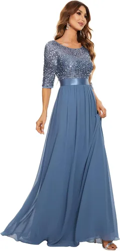 Vista 4 de Ever-Pretty 0683 - Vestido largo de noche con lentejuelas y cuello redondo para mujer