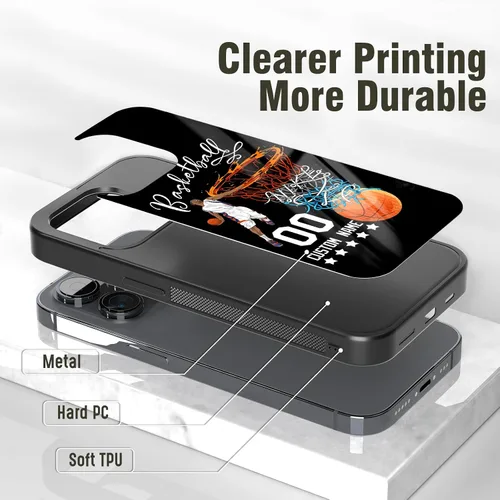 Vista 2 de Fundas de teléfono de baloncesto personalizadas para iPhone 8 11 12 13 14 15 16 17 Pro Max Plus Mini para Samsung A03 A13 A14 A15 A51 A52 A53 A54