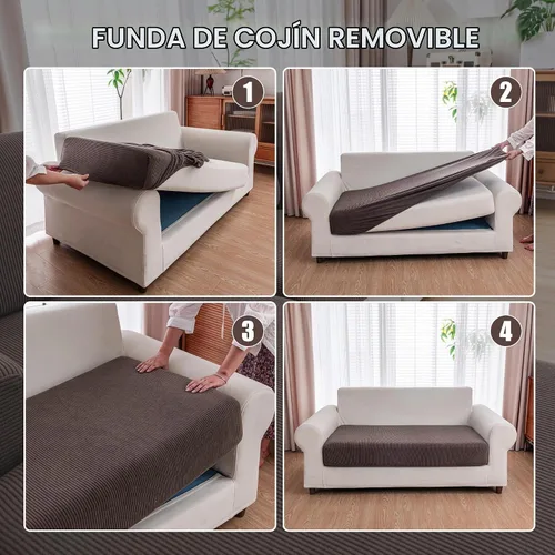 Vista 7 de QIANMEW Fundas para Sofá, Fundas de Sofá Mágicas Suaves y Cómodas, Lavables, Elásticas y Resistentes para Asientos Seccionales y en Forma de L