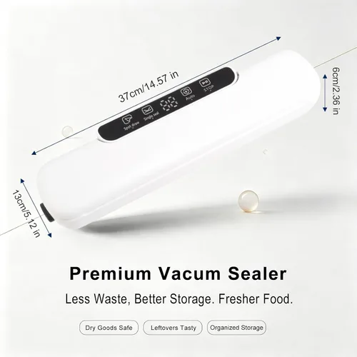 Vista 2 de Máquina selladora al vacío de alimentos con 25 bolsas, potencia de succión de 65 kPa, máquina de sellado al vacío, automática compacta de un solo