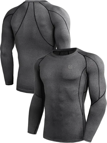 Vista 4 de Neleus - Camisas de compresión de manga larga para hombre para ejercitarte correr 3 u