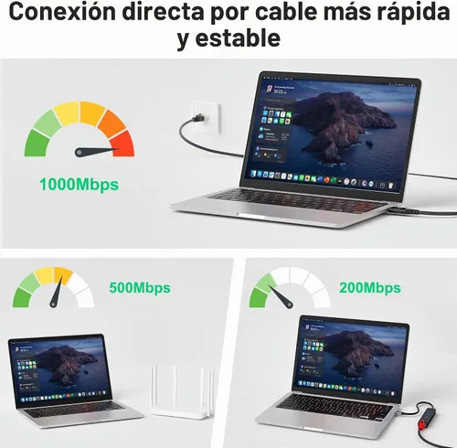 Vista 4 de Cable Ethernet a USB C de 1 pie, adaptador de red LAN de Internet tipo C a RJ45, Gigabit, trenzado, conectado directamente, Thunderbolt 4/3