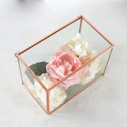 Vista 6 de erddcbb Caja rectangular para joyas en el pecho de cristal, estilo europeo, joyería a la moda, caja de baratijas