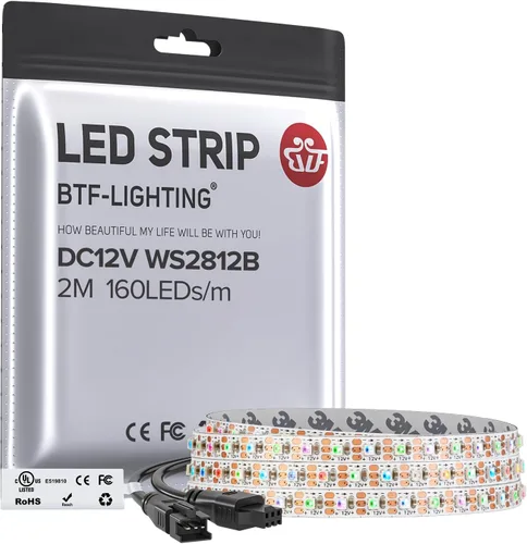 Vista 12 de BTF-LIGHTING WS2812B - Tira LED IC RGB 0.1 in, 0807SMD, DC5V, 3,2 pies, 160