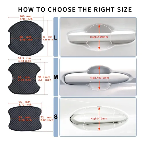 Vista 3 de 4 piezas de protector de recesión de pintura para taza de puerta de automóvil, diseño universal en 3D con textura de fibra de carbono, protector