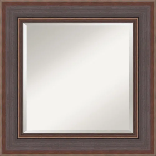 Vista 78 de Amanti Art Espejo de baño marrón para sobre lavabo, espejo rectangular de 24x20 Caleb Brown para tocador, marco rústico pequeño de estilo campestre