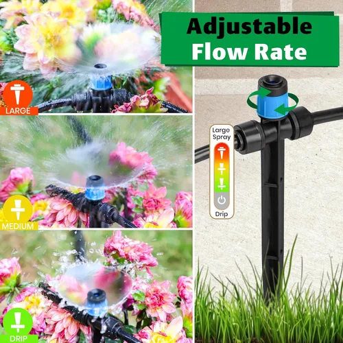 Vista 5 de MIXC 20 piezas de emisores de riego por goteo de dos vías de conexión rápida para tubos de riego por goteo de 1/4" - Emisores de goteo ajustables